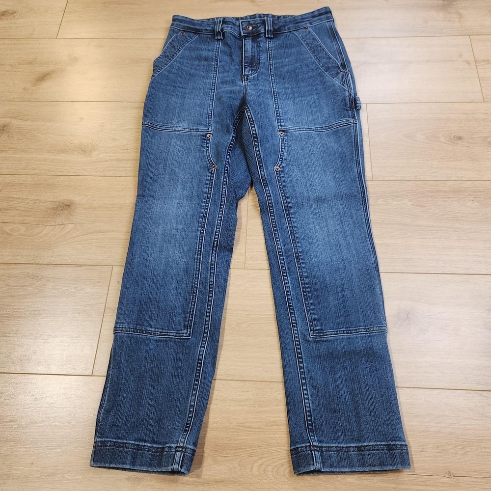 Duluth Trading Double Flex Jeans Womens 8 Short Blue High Rise Straight Workwear